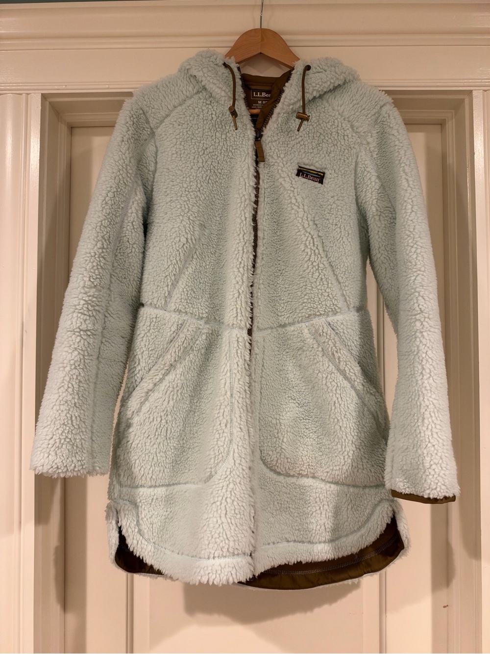 L.L. Bean Pale Mint Green Sherpa Hooded Jacket